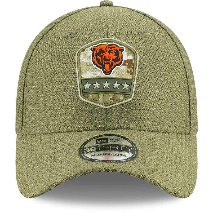 Chicago Bears New Era NFL 2019 Salute To Service 39THIRTY Stretch-Fit Curve Hat - Army