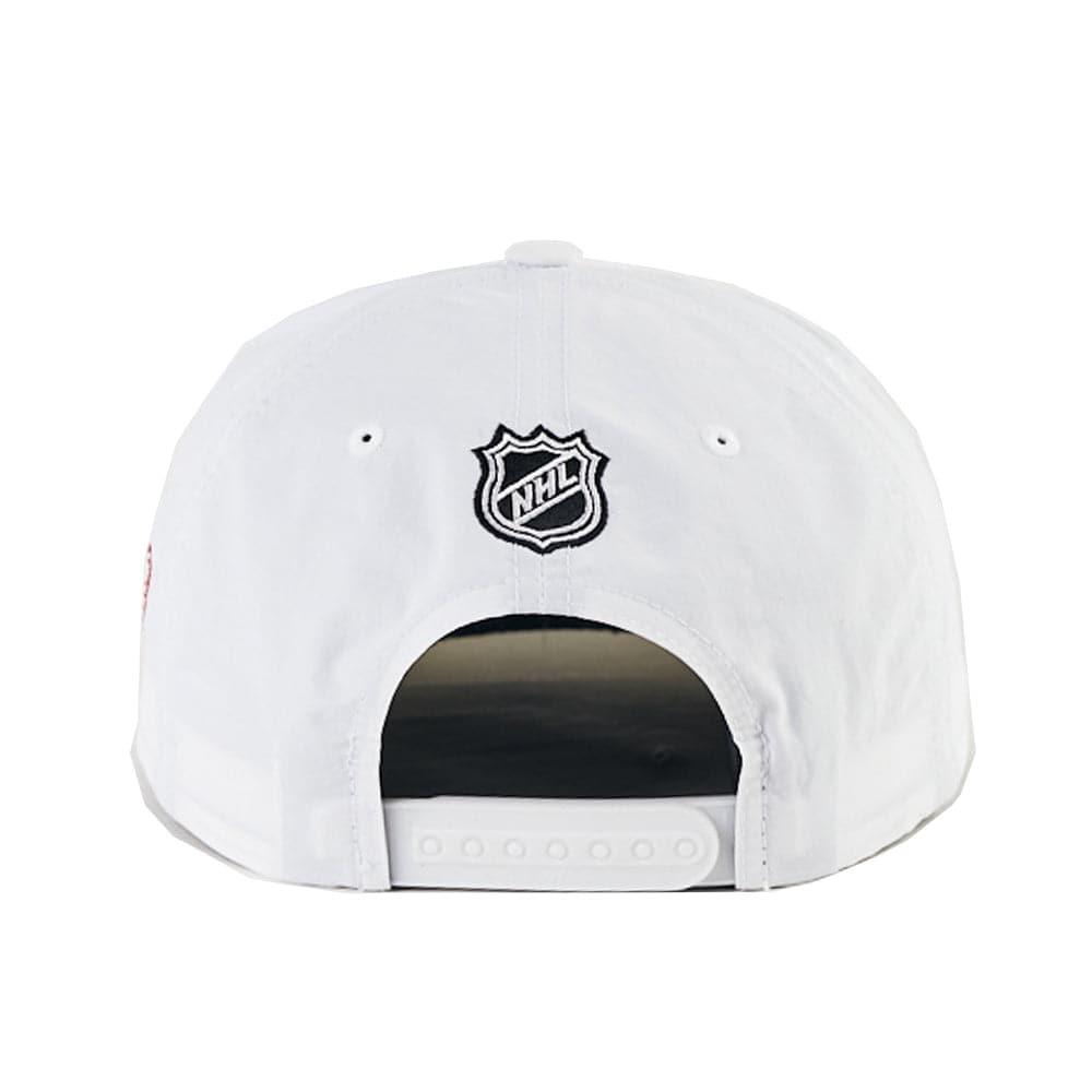 Detroit Red Wings NHL Script Pre-Curved Nylon Deadstock Snapback Hat - White