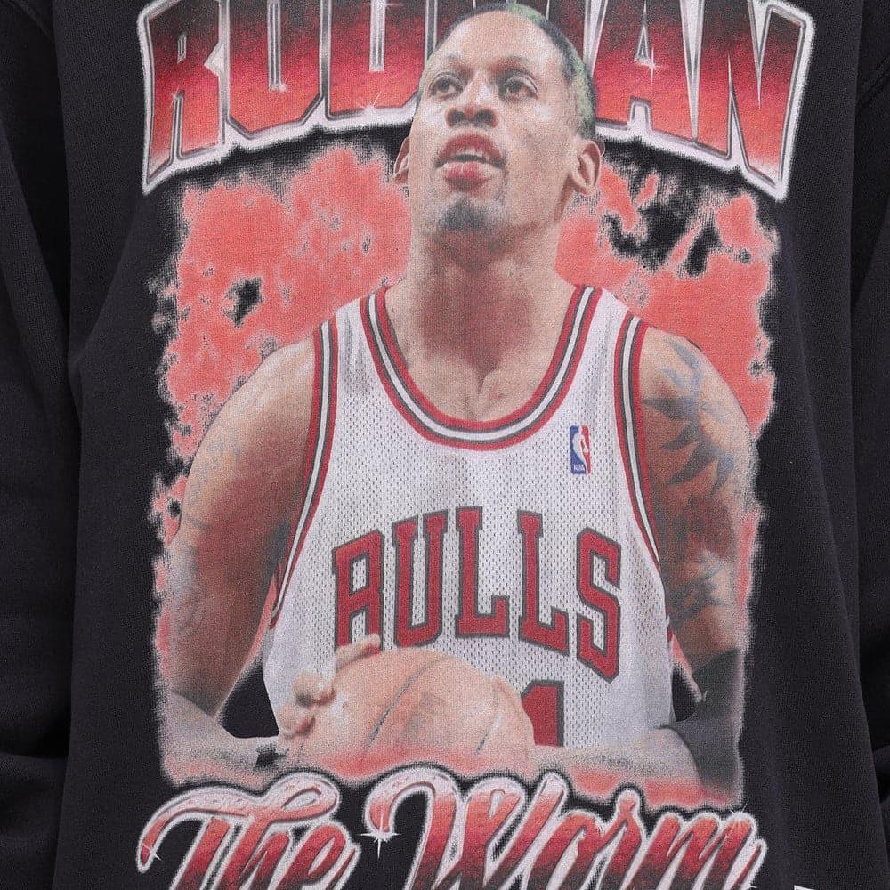 Dennis Rodman Chicago Bulls Mitchell & Ness NBA HOF Vintage Crew Jumper - Faded Black