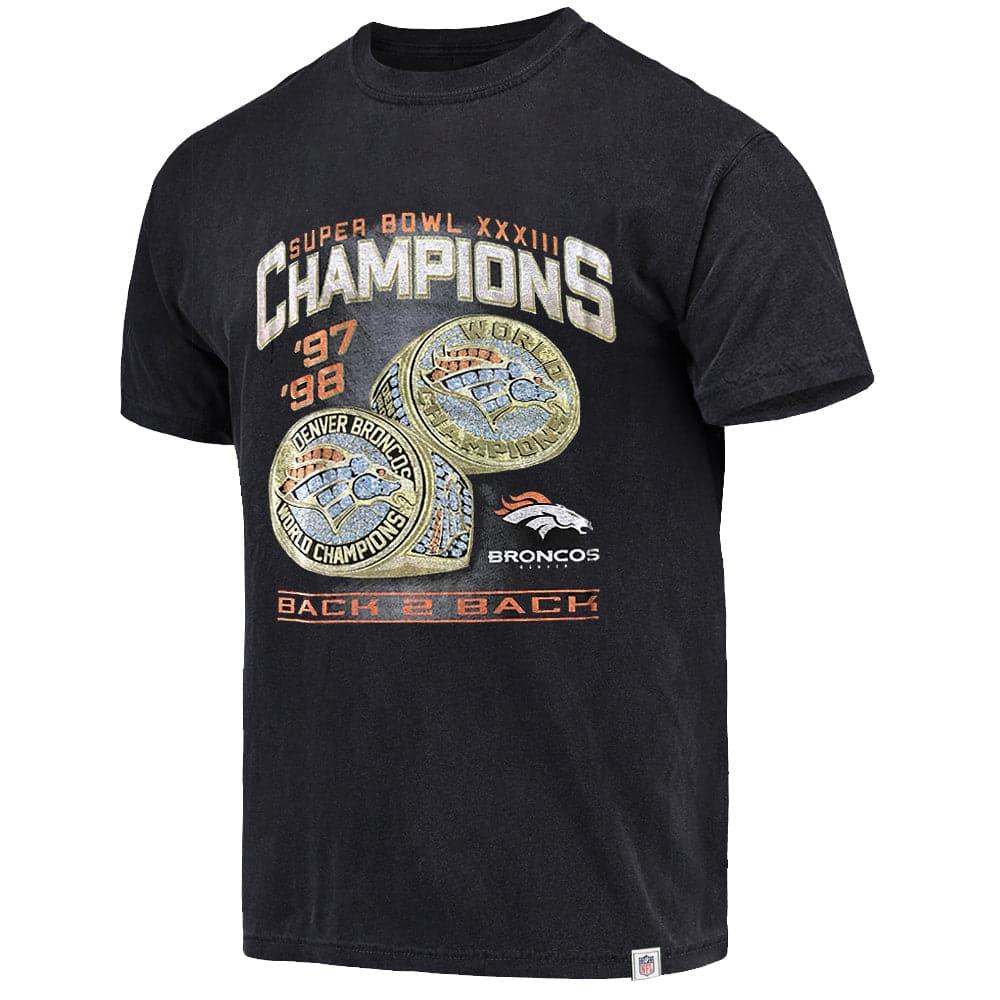 Denver Broncos NFL Champs Rings Vintage T-Shirt - Faded Black