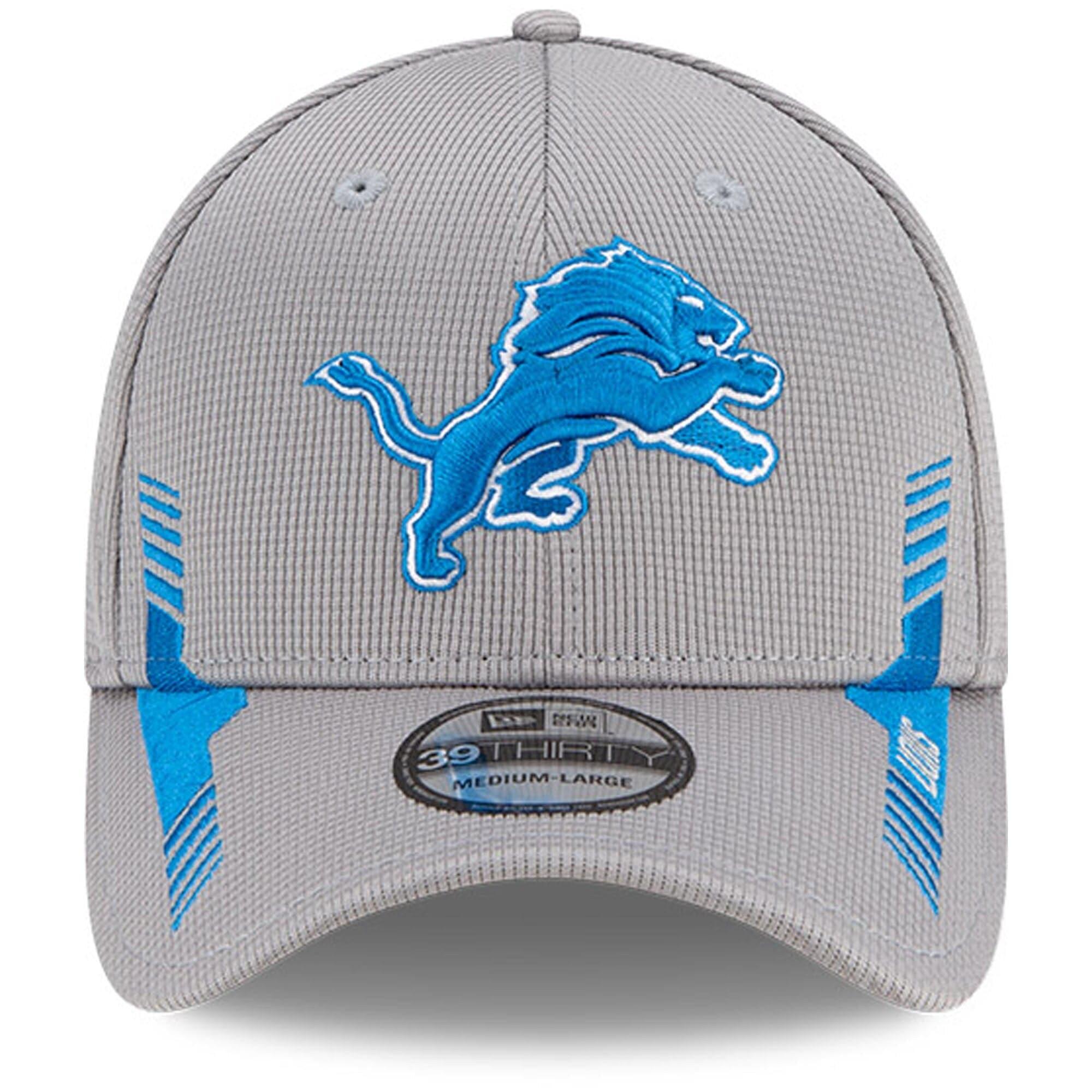 Detroit Lions New Era NFL 2021 Sideline Home 39THIRTY Flex Fit Hat - Grey