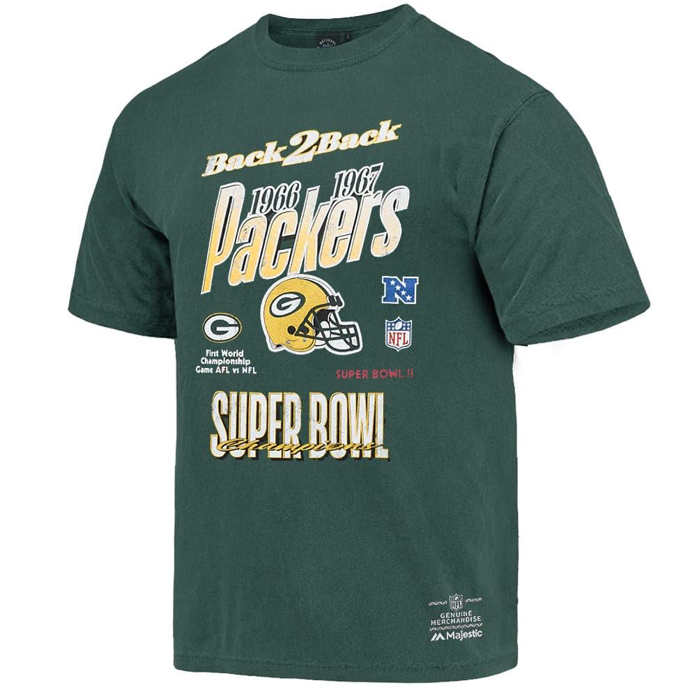 Green Bay Packers NFL Back 2 Back Champs Vintage T-Shirt - Faded Green