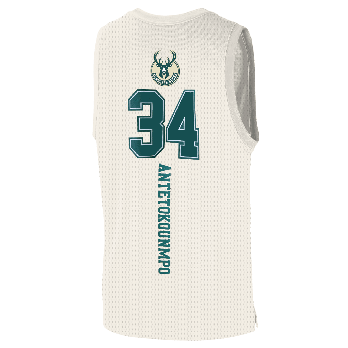 Giannis Antetokounmpo Milwaukee Bucks NBA Essentials Name Number Jersey - Off White