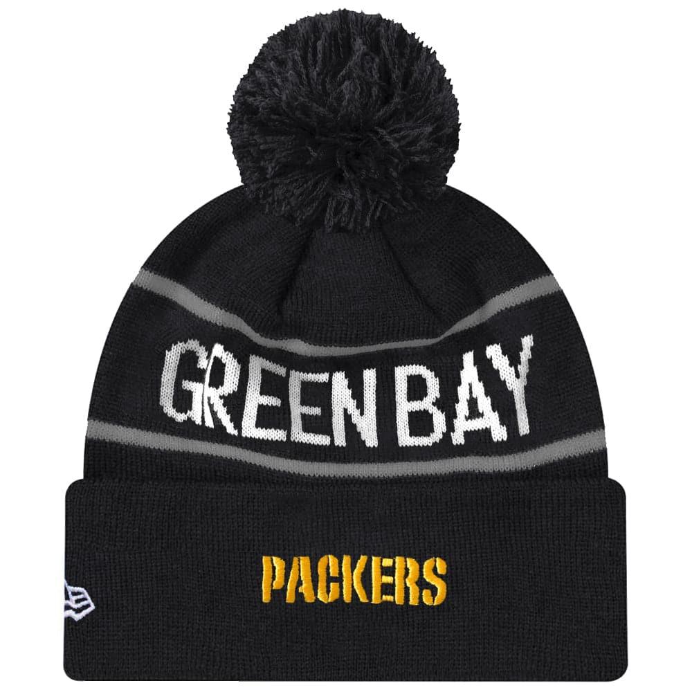 Green Bay Packers New Era NFL Grey Stripe Knit Beanie - Black