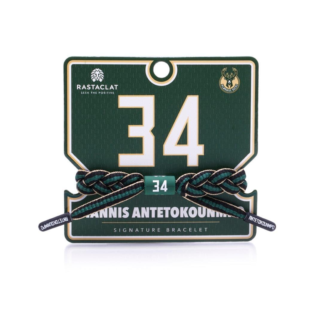 Giannis Antetokuonmpo Milwaukee Bucks Rastaclat NBA Braided Bracelet - Black/Green