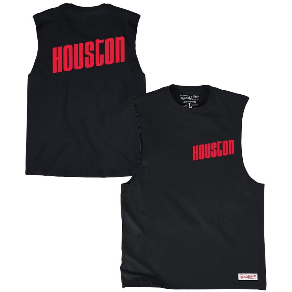 Houston Rockets Mitchell & Ness NBA Retro Repeat Muscle T-Shirt - Black