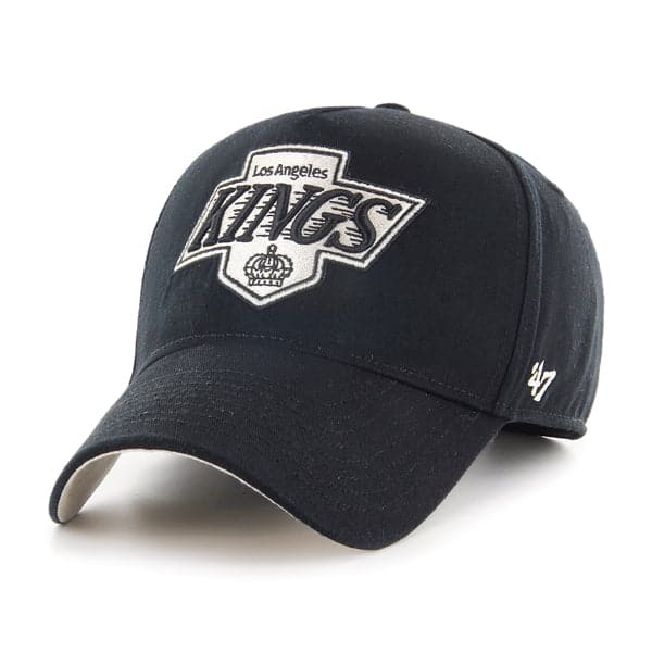Los Angeles Kings ‘47 NHL Bone Logo MVP DT Pinch Curve Snapback Hat - Black