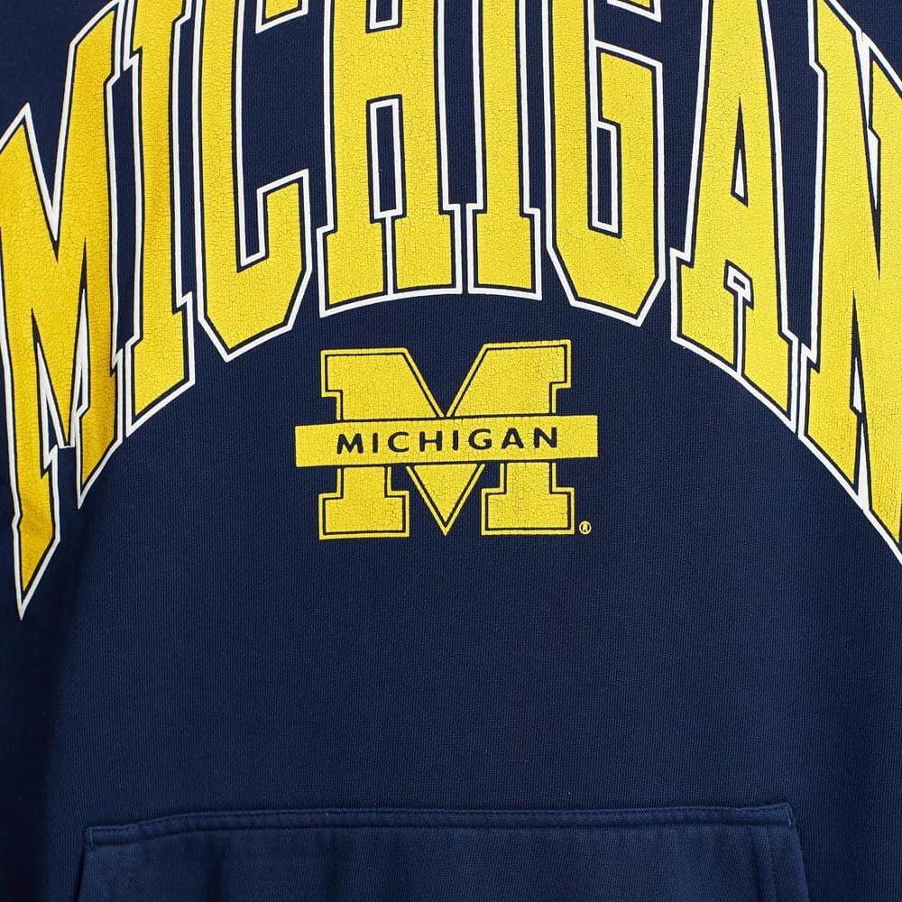 Michigan Wolverines USL NCAA High Arch Vintage Hoodie Jumper - Vintage Navy