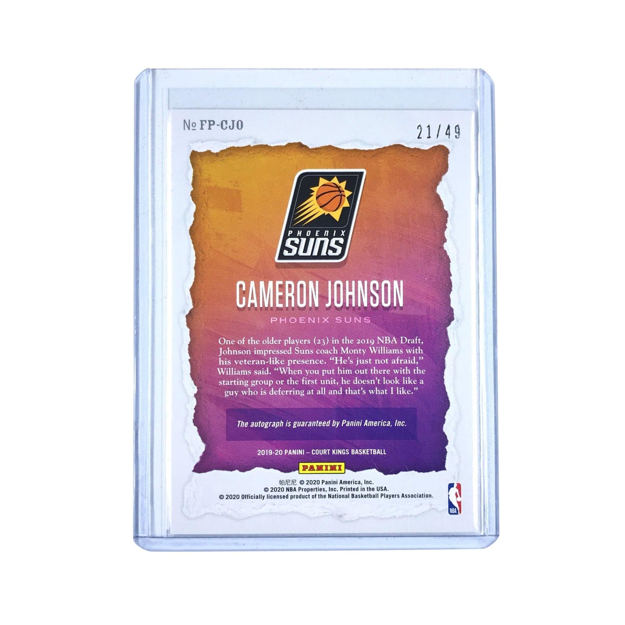 Cameron Johnson 2020 Panini Court Kings NBA Fresh Paint Orange Rookie /49 Card