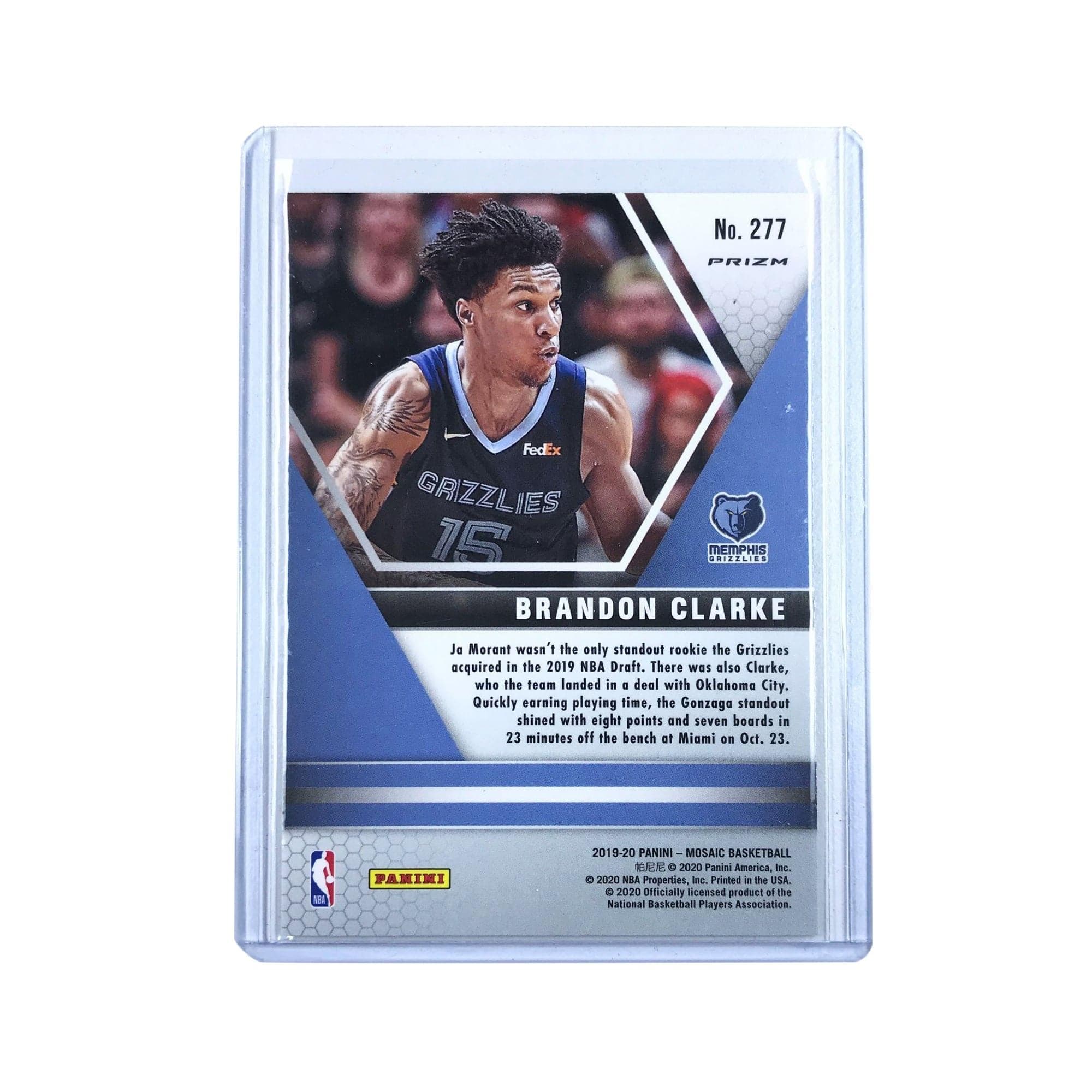 Brandon Clarke Memphis Grizzlies 2019-20 Panini Mosaic NBA Debut Silver Prizm Card