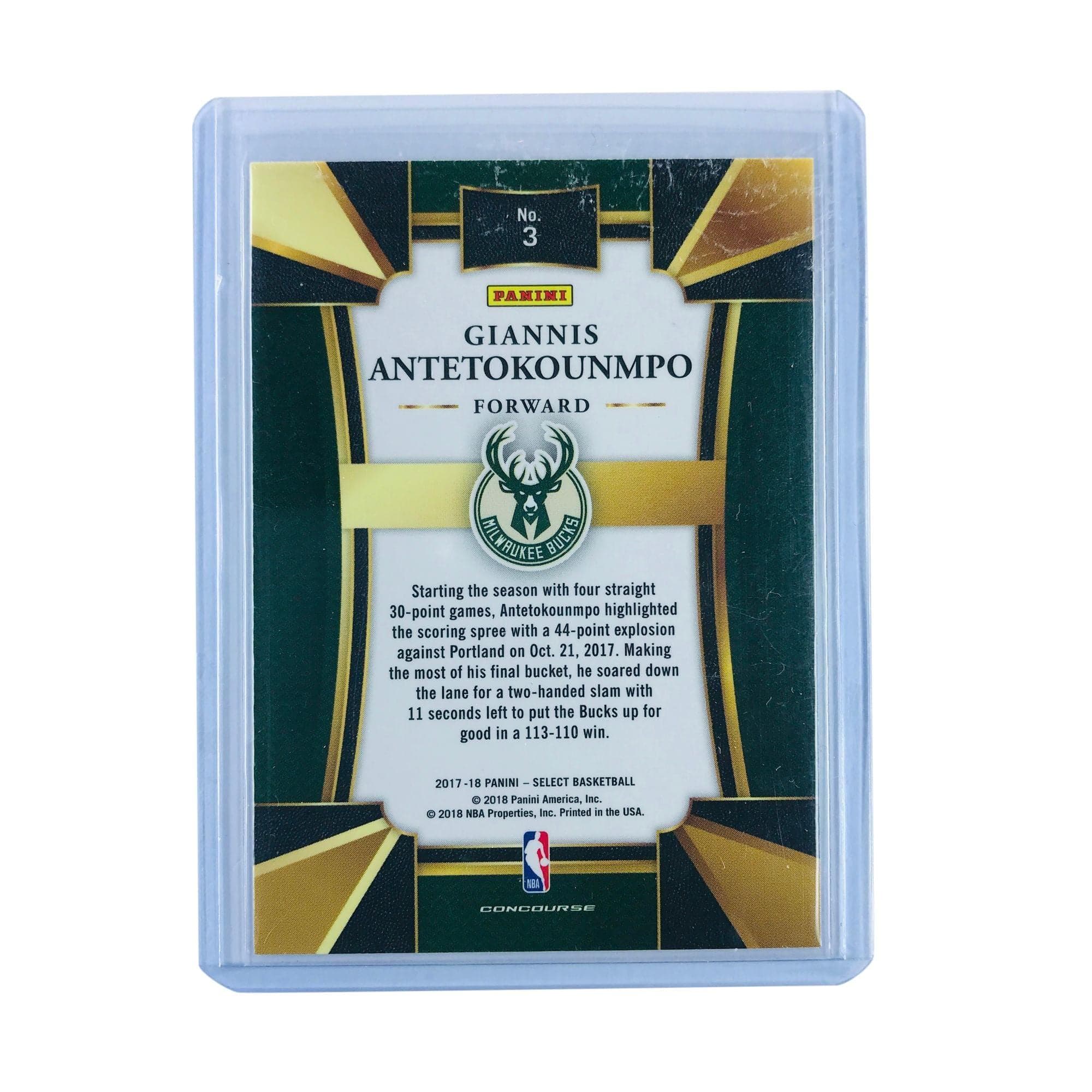 Giannis Antetokounmpo Milwaukee Bucks 2017-18 Panini Select NBA Base Card