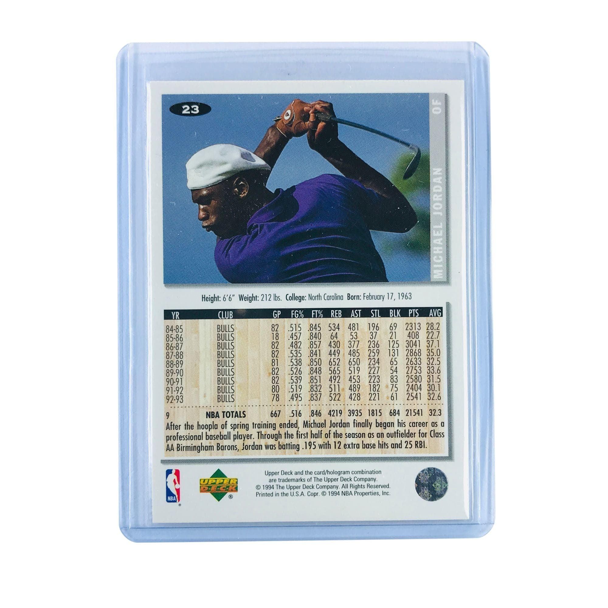 Michael Jordan Chicago White Sox Upper Deck 94 MLB Silver Signature Card
