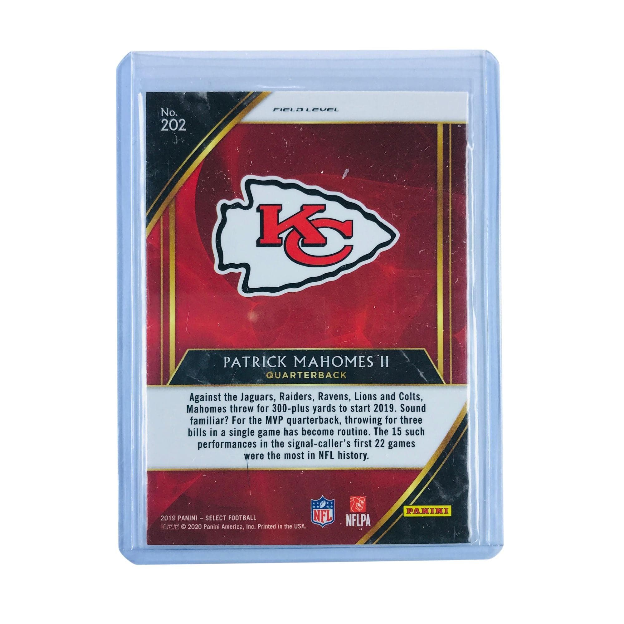 Patrick Mahomes Kansas City Chiefs 2019 Panini Select NFL Field Level 202 Card