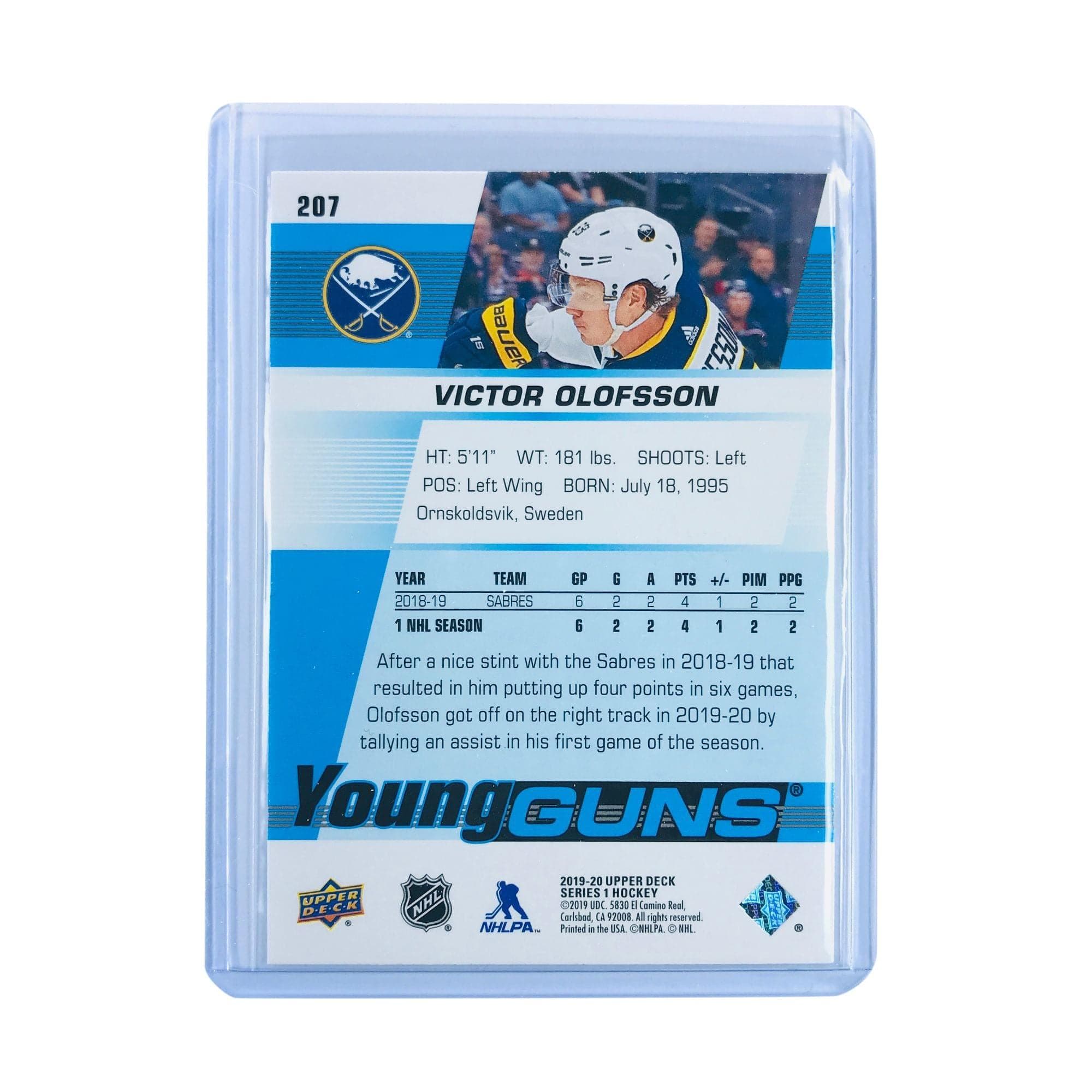 Victor Olofsson Buffalo Sabres 2019-20 Upper Deck Series 1 NHL Young Guns Card