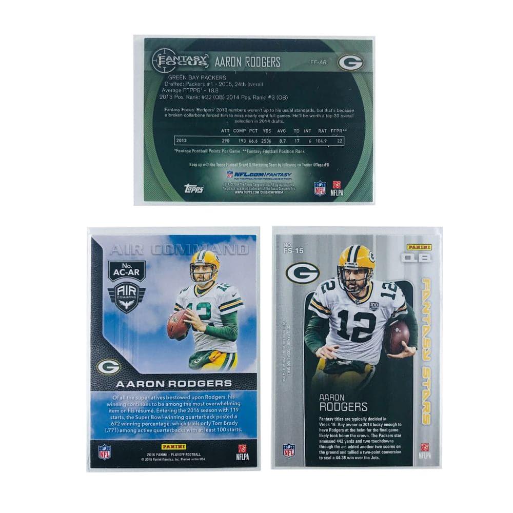 Aaron Rodgers Green Bay Packers Panini + Topps NFL 3 Card Insert Set
