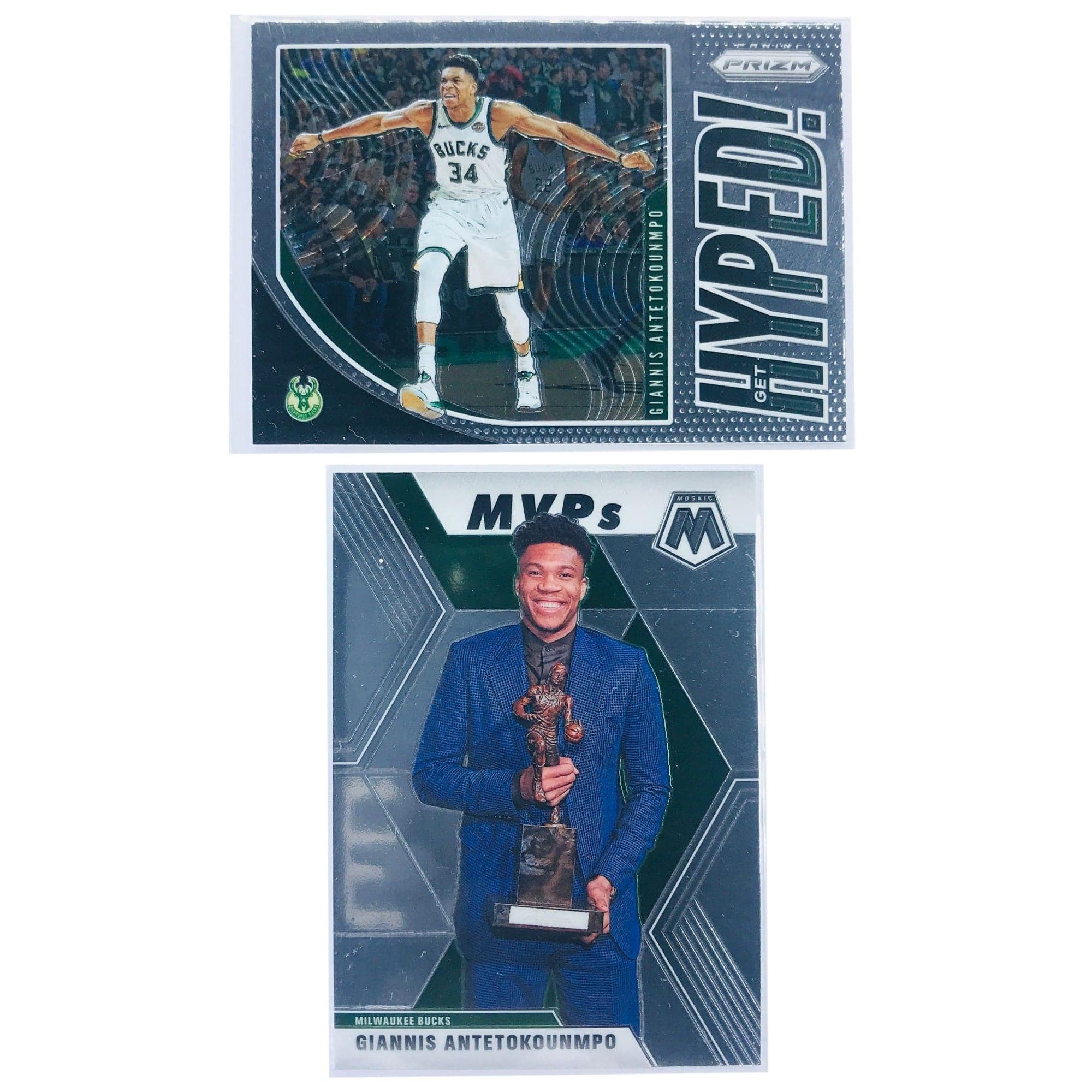 Giannis Antetokounmpo Milwaukee Bucks 19-20 Panini NBA 2 Card Prizm/Mosaic Insert Set