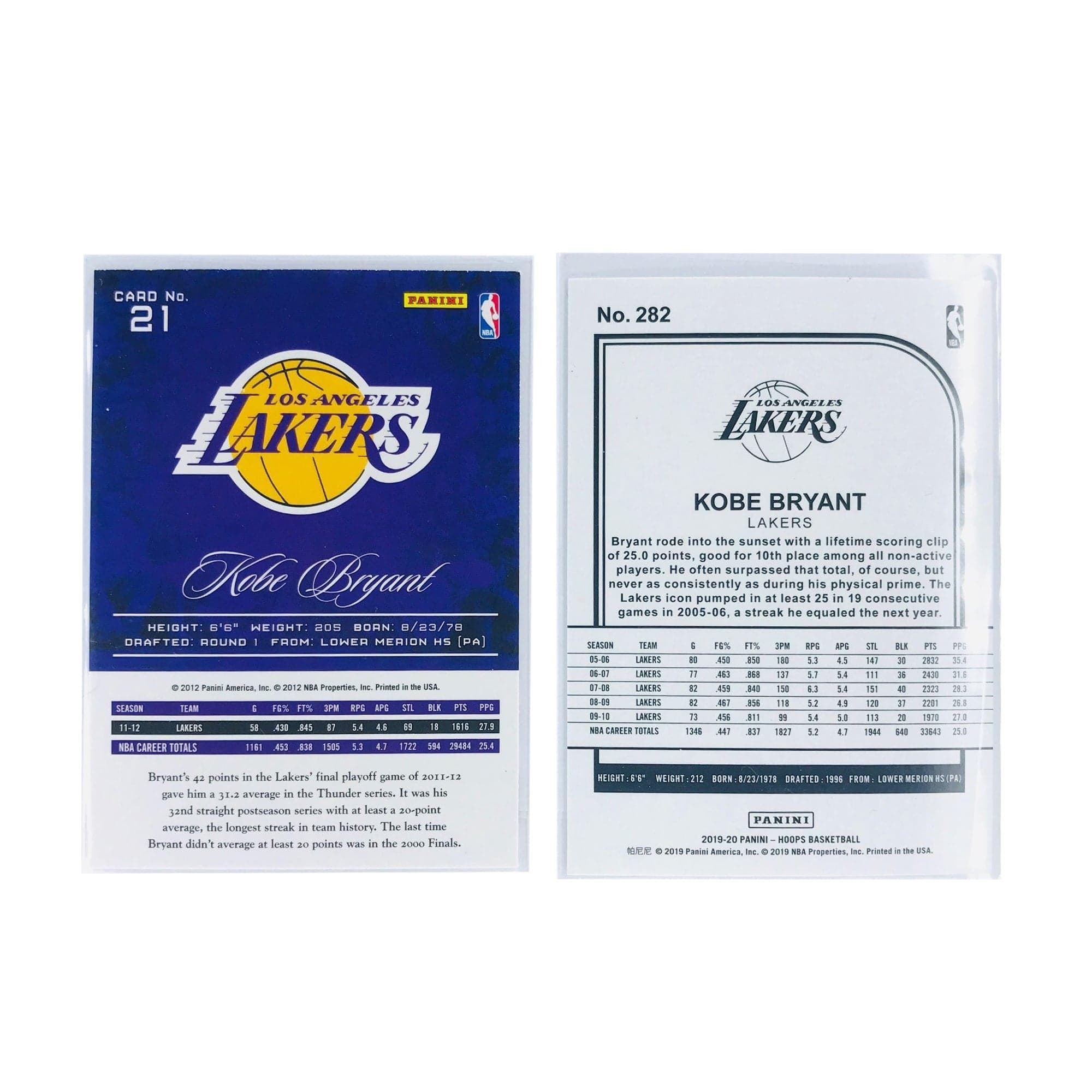 Kobe Bryant Los Angeles Lakers 19-20 Panini NBA 2 Card Set