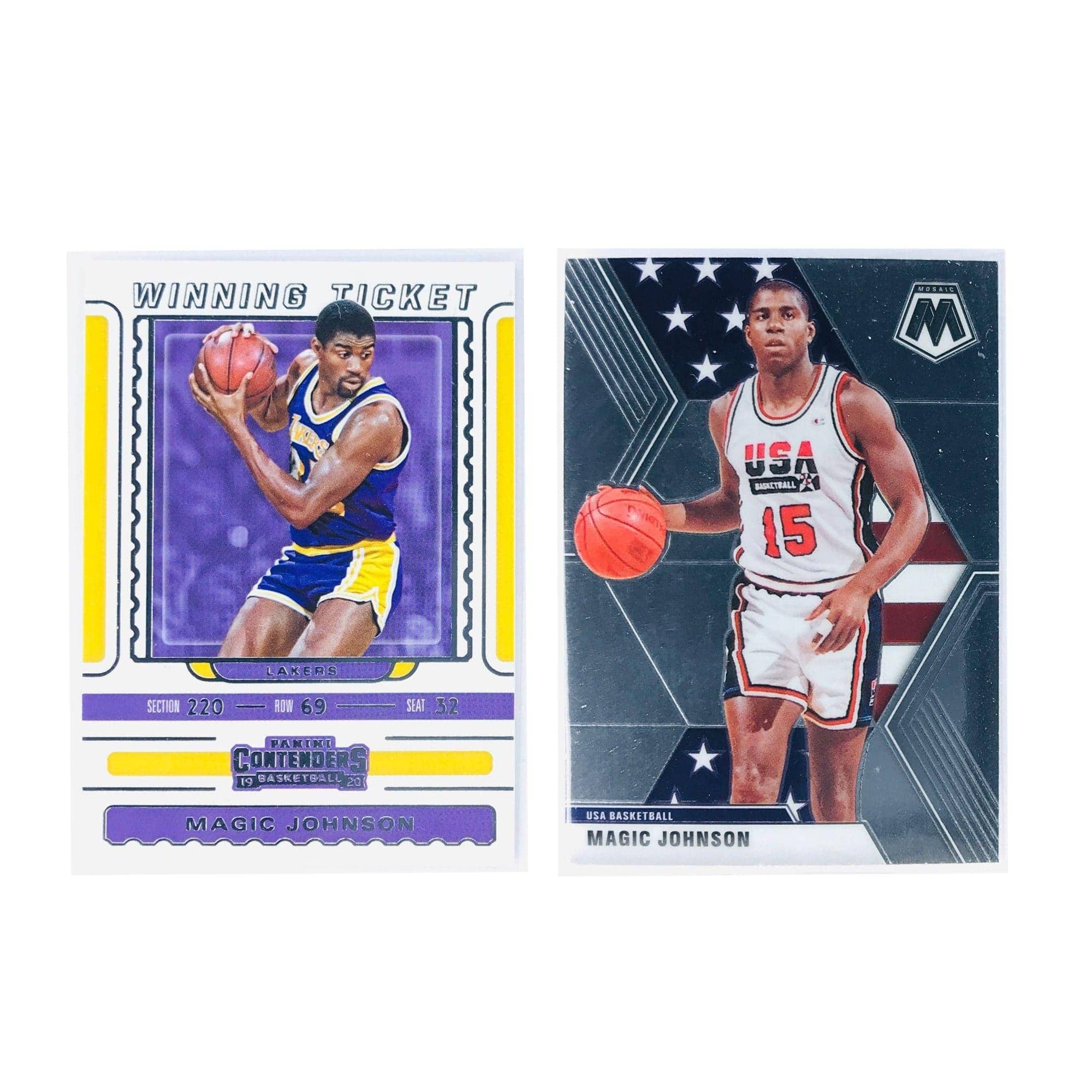 Magic Johnson Los Angeles Lakers 19-20 Panini NBA 2 Card Set