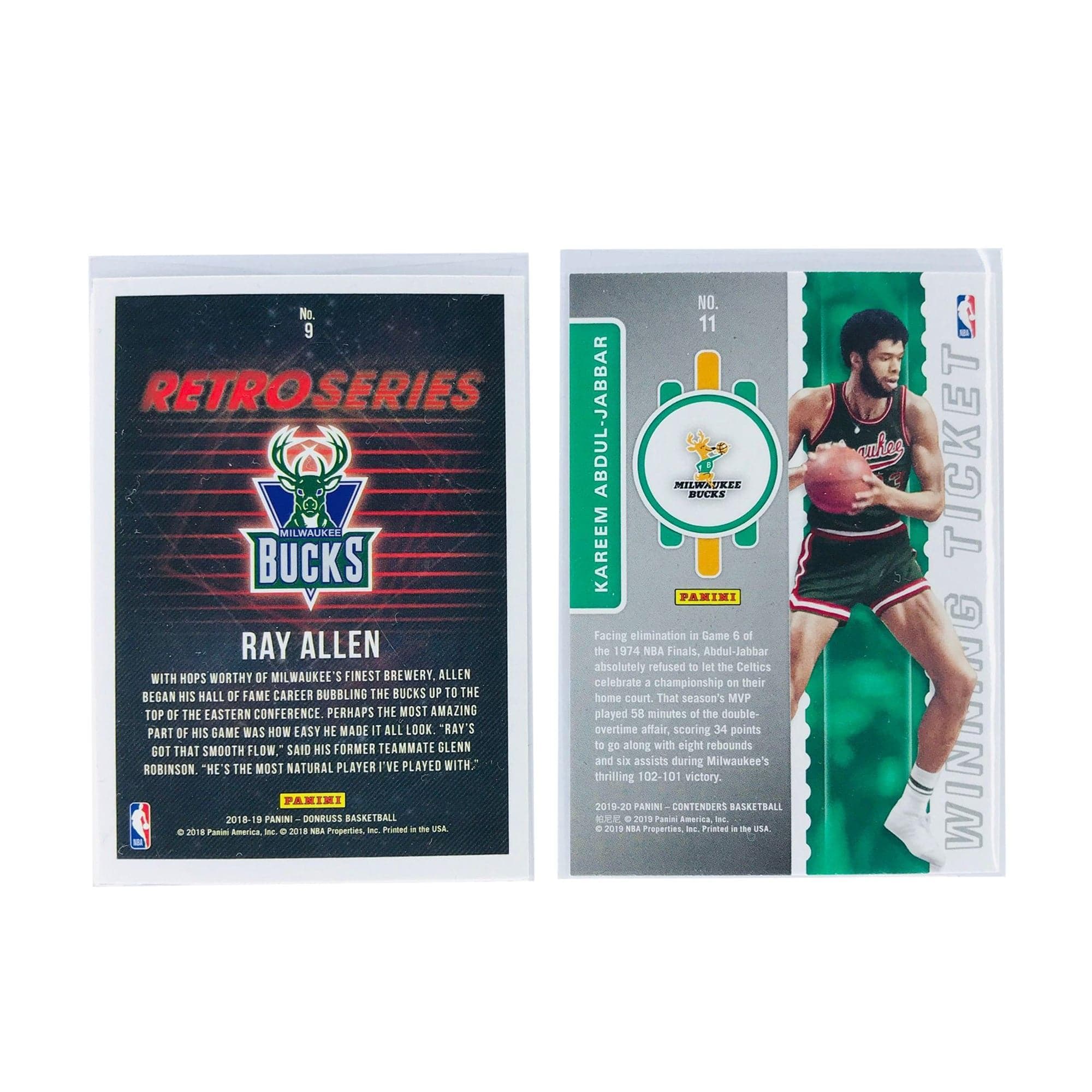 Milwaukee Bucks Panini NBA 2 Retro Legends Insert Card Set