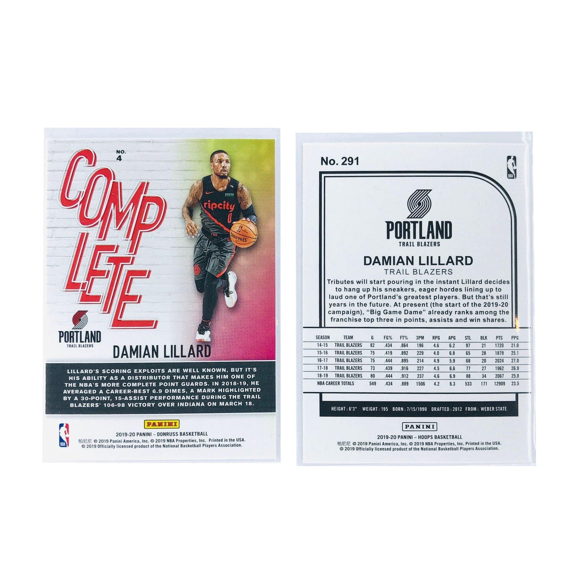 Damian Lillard Portland Trail Blazers 19-20 Panini NBA 2 Card Insert Set