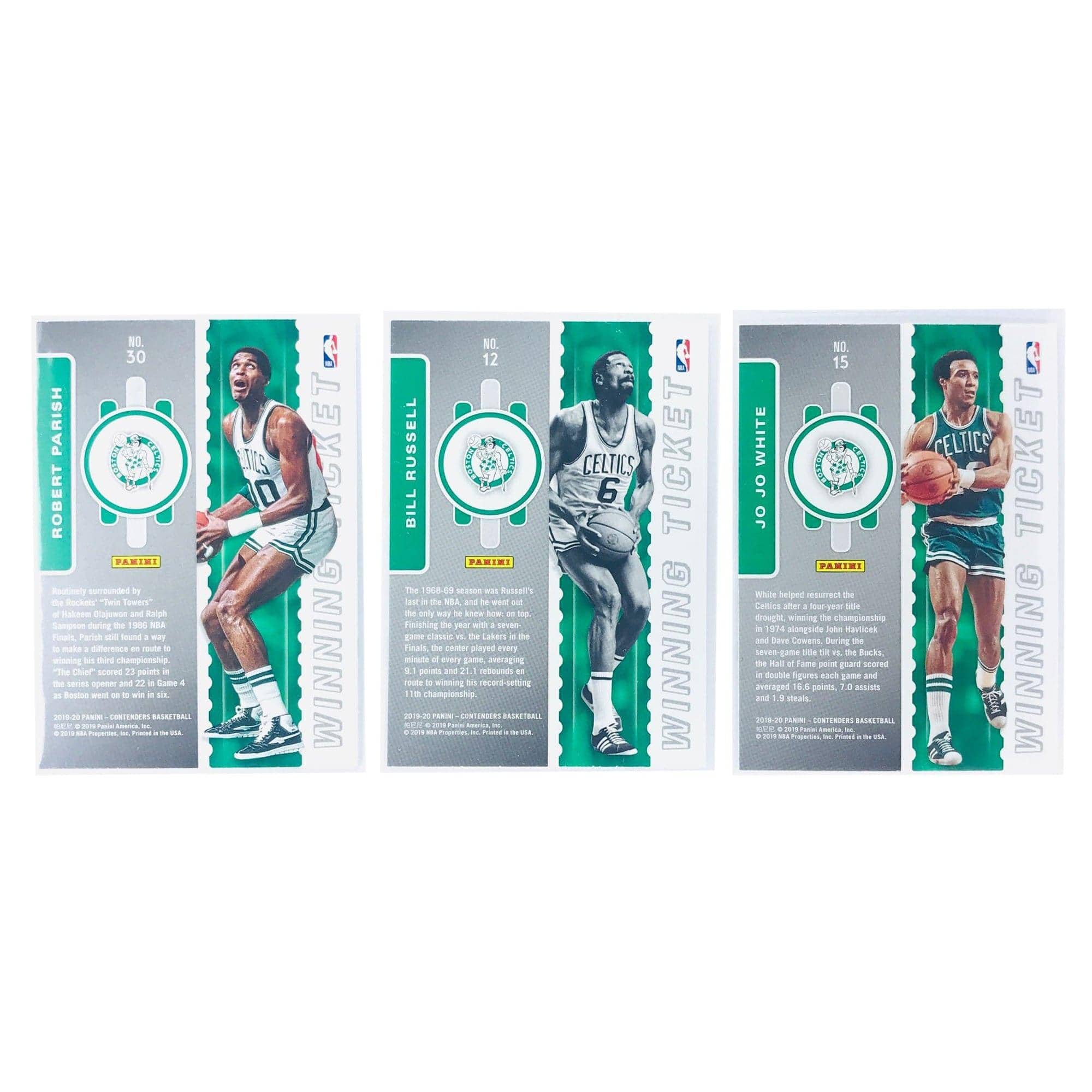 Boston Celtics Panini NBA 3 Winning Ticket Card Set