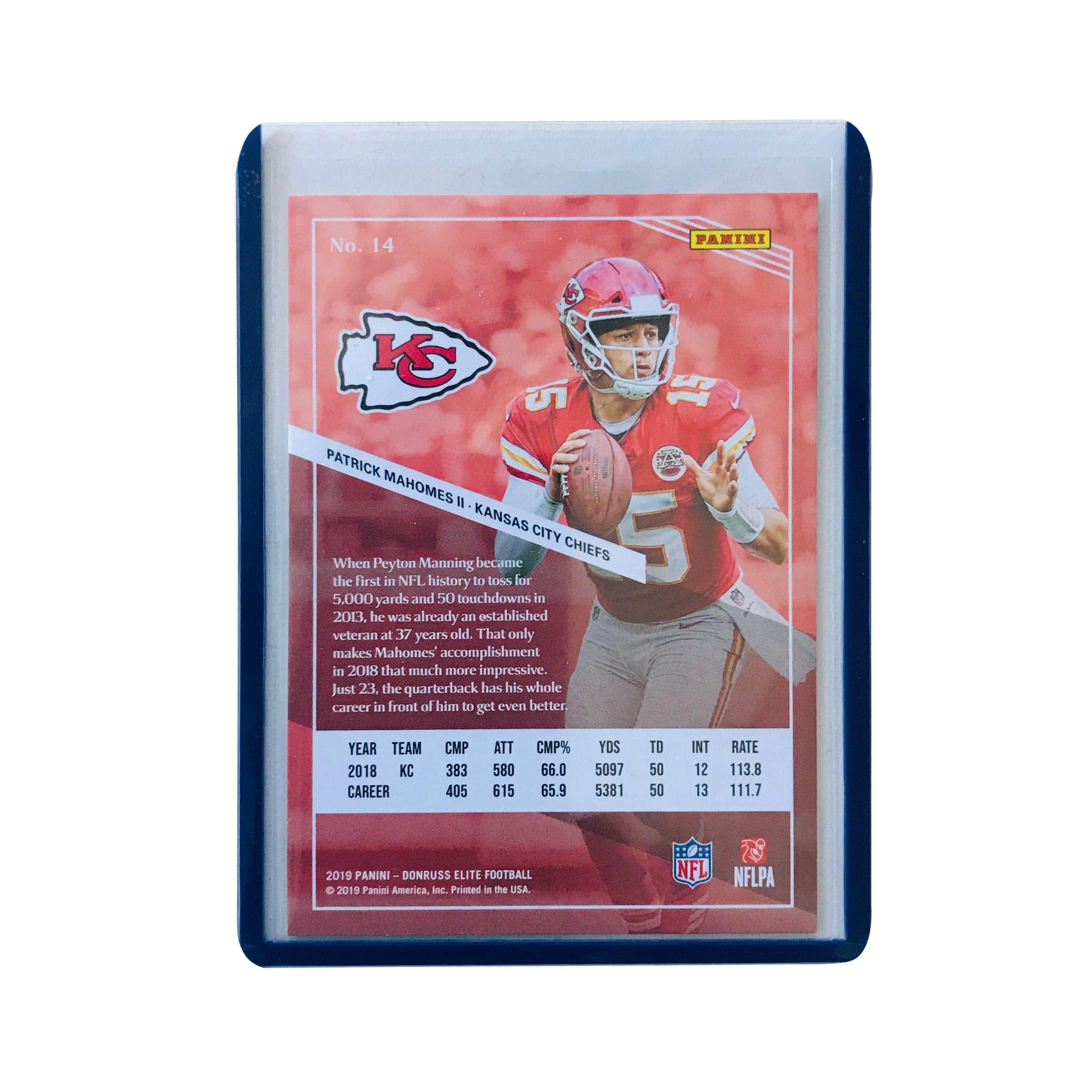 Patrick Mahomes Kansas City Chiefs 2019 Panini Elite NFL Green Parallel Card