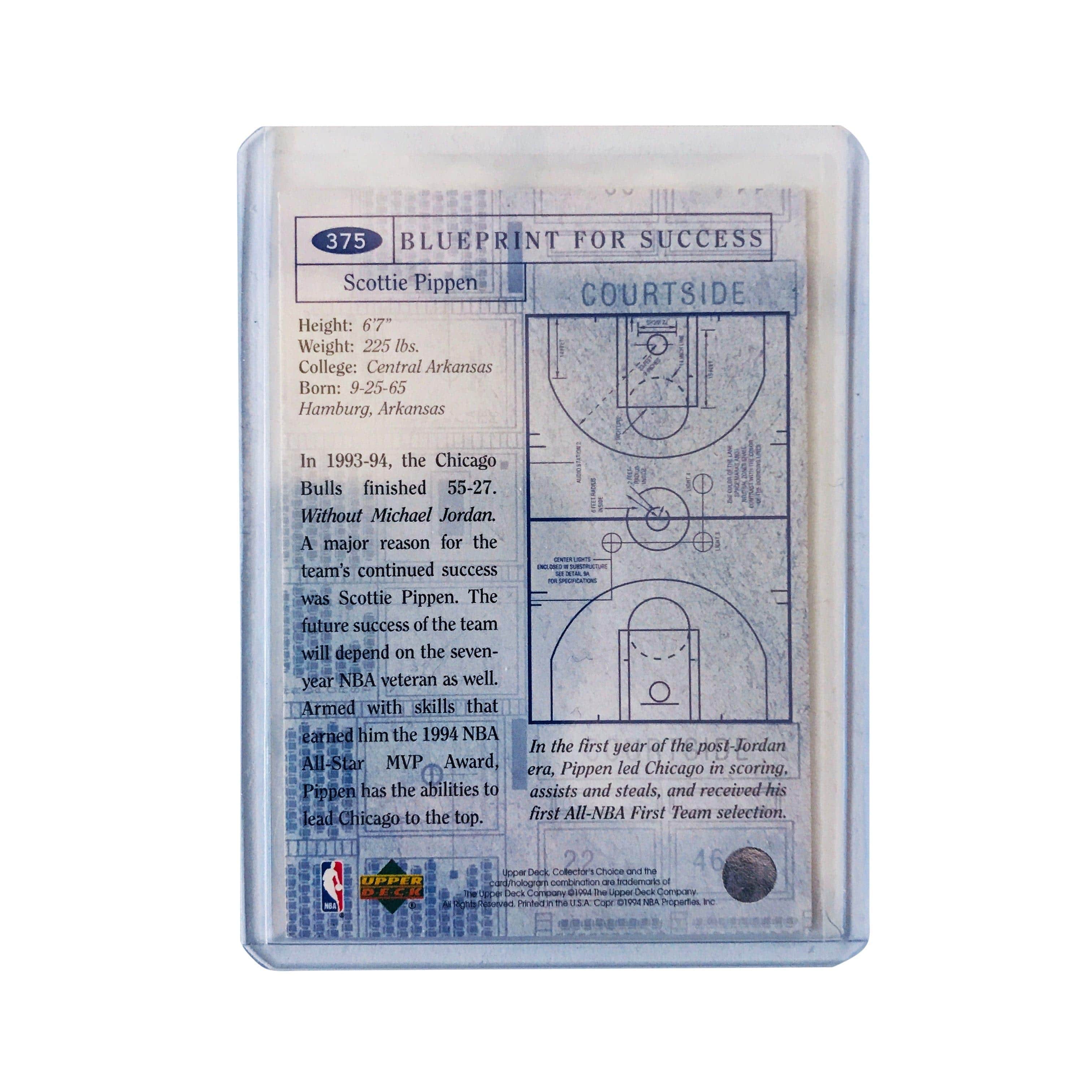 Scottie Pippen Chicago Bulls Upper Deck NBA Blueprint Silver Signature 375 Card