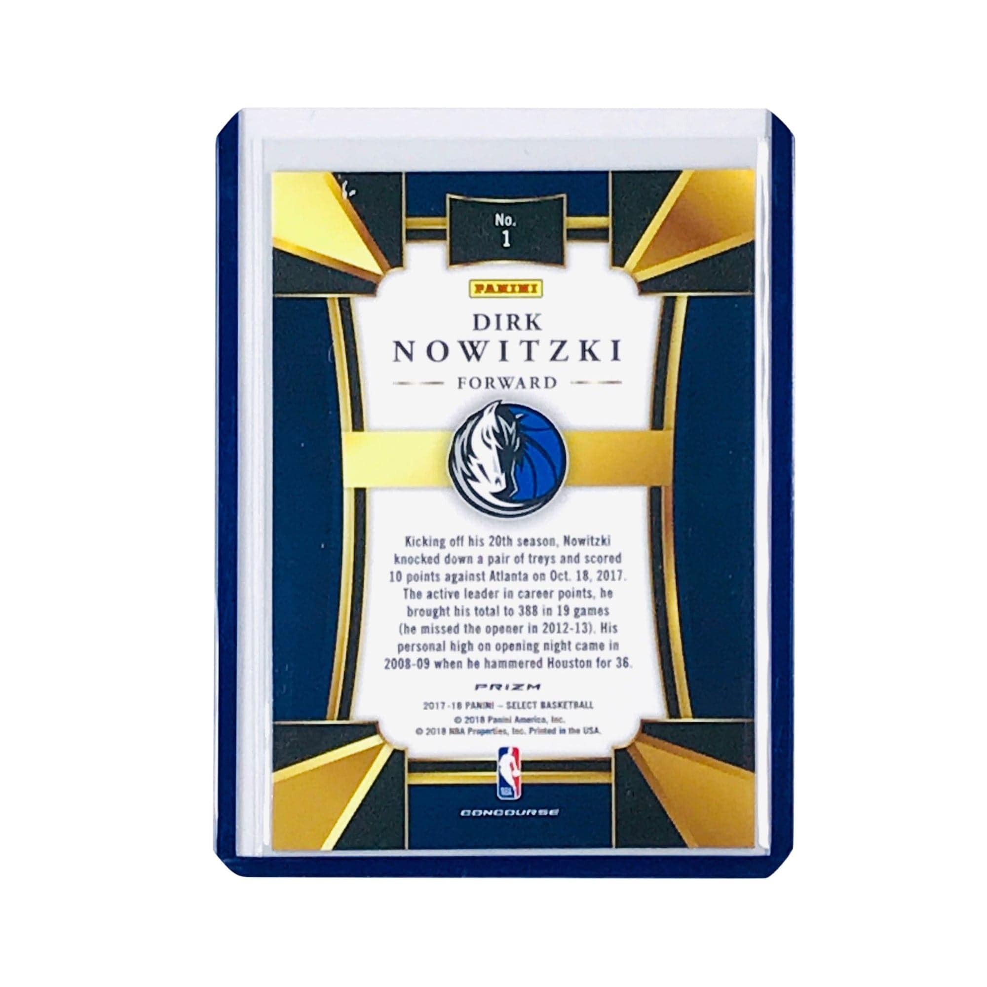 Dirk Nowitzki Dallas Mavericks 2017-18 Panini Select NBA Concourse Tri Colour Card
