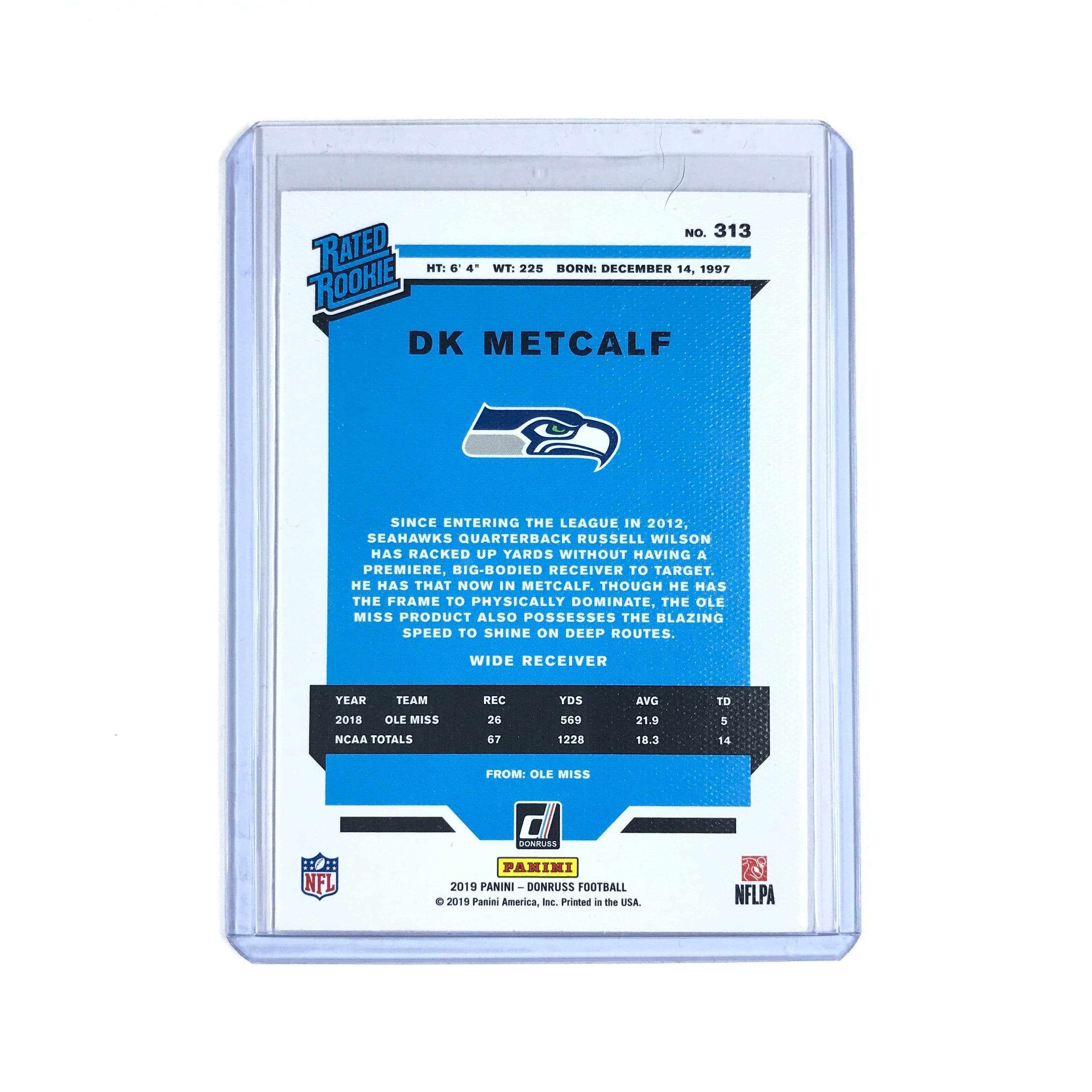 DK Metcalf Seattle Seahawks 2019 Panini Donruss NFL Canvas Rookie 313 Card