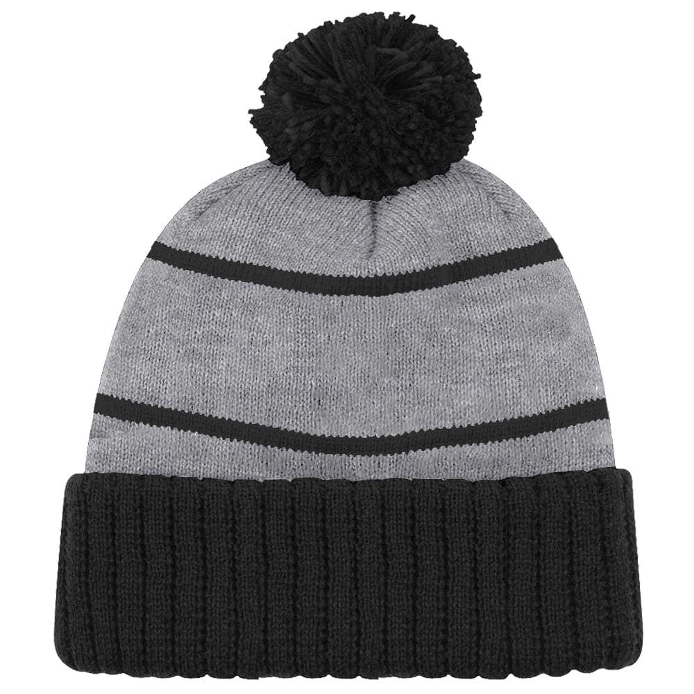 Los Angeles Kings NHL Team Colour Stripe Pom Knit Beanie - Black/Grey