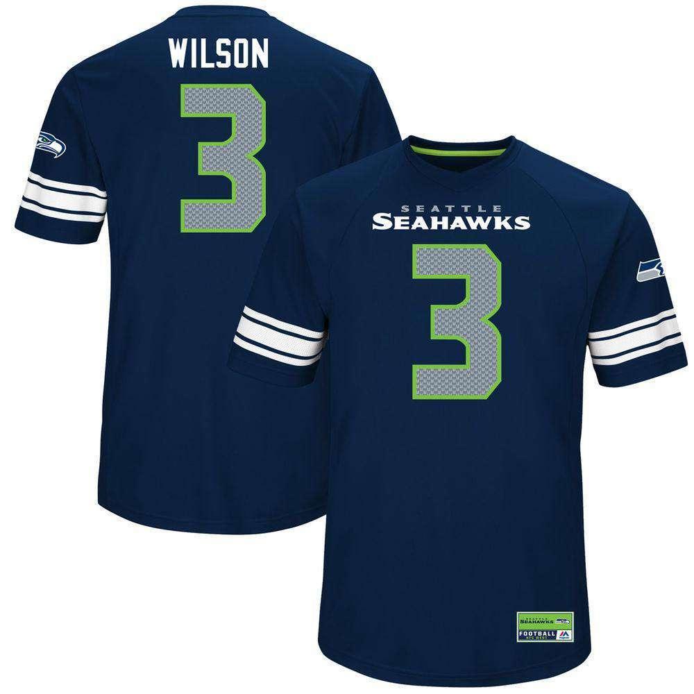 Russell Wilson Seattle Seahawks Majestic NFL Hashmark Replica Jersey - Navy