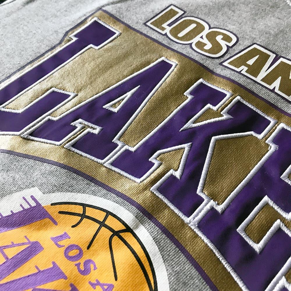 Los Angeles Lakers Mitchell & Ness NBA All Over Champs Premium Crew Jumper - Grey