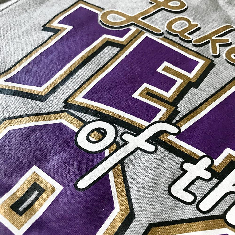 Los Angeles Lakers Mitchell & Ness NBA All Over Champs Premium Crew Jumper - Grey