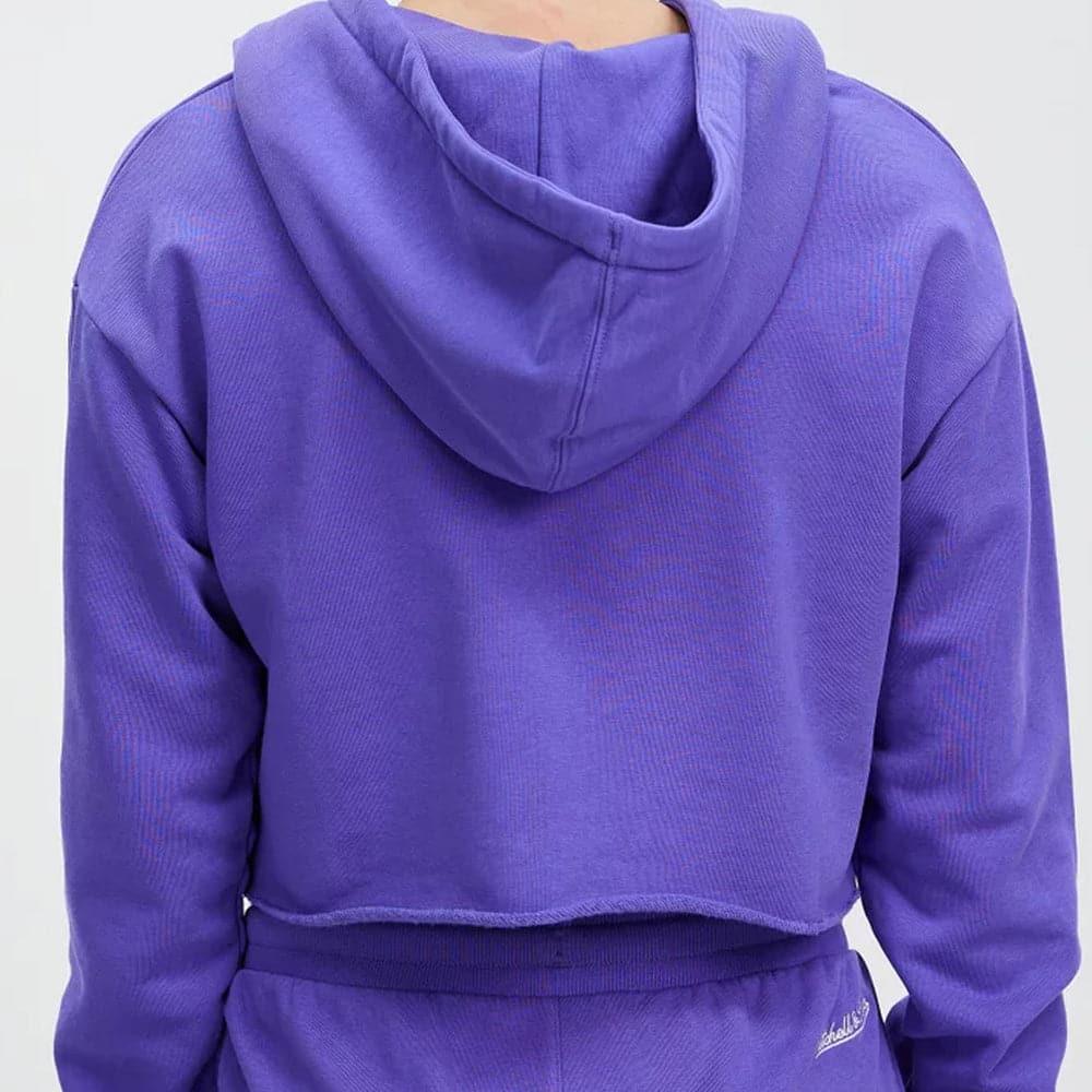 Womens Los Angeles Lakers Mitchell & Ness NBA Team Vintage Chop Hoodie Jumper - Lilac