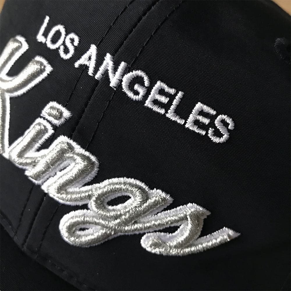 Los Angeles Kings NHL Vintage Script Pre-Curved Nylon Snapback Hat - Black