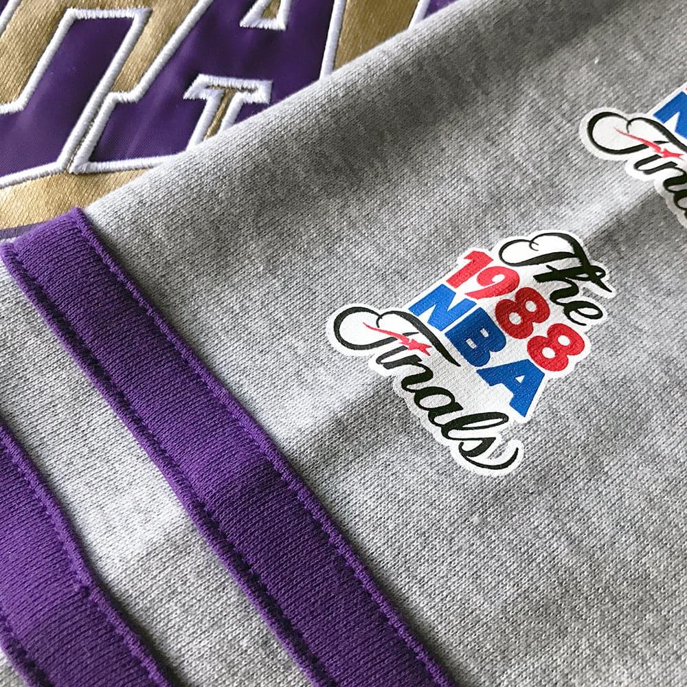 Los Angeles Lakers Mitchell & Ness NBA All Over Champs Premium Crew Jumper - Grey