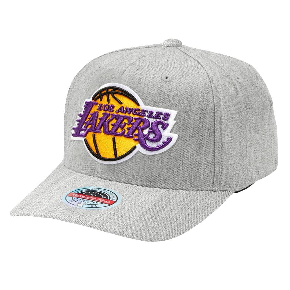 Los Angeles Lakers Mitchell & Ness NBA Team Curve Snapback Hat - Heather Grey