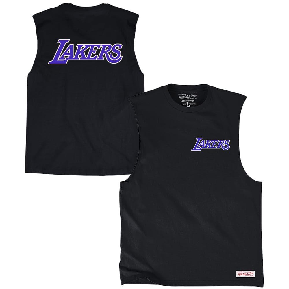 Los Angeles Lakers Mitchell & Ness NBA Retro Repeat Muscle T-Shirt - Black