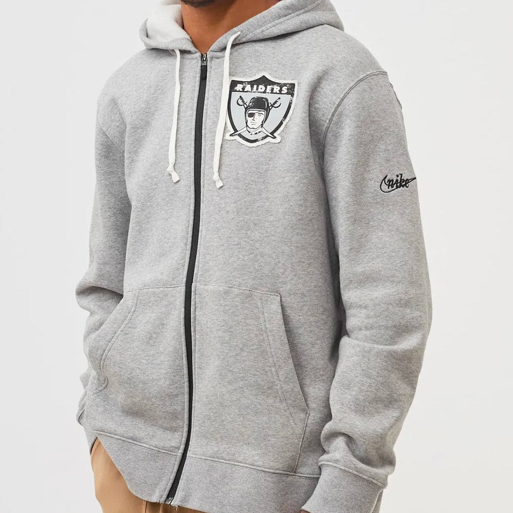 Las Vegas Raiders Nike NFL Historic Full Zip Fleece Hoodie Jumper - Grey