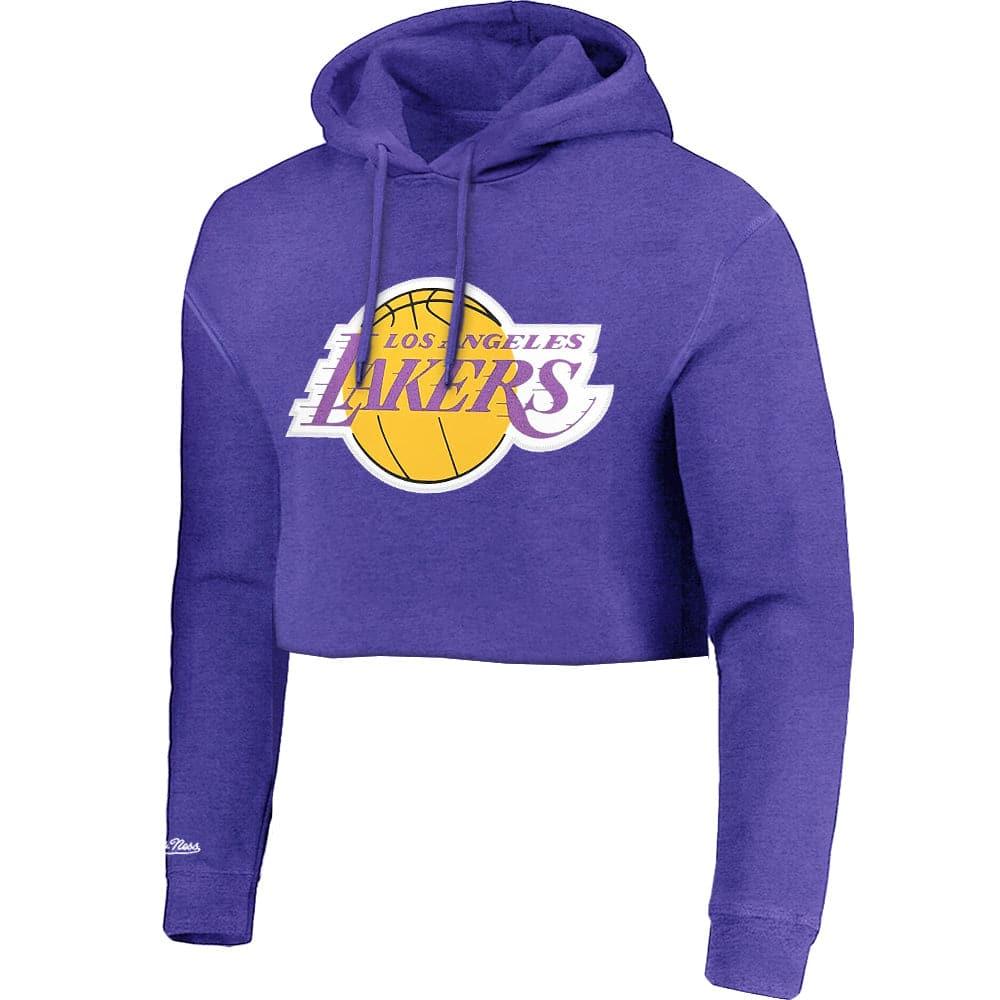 Womens Los Angeles Lakers Mitchell & Ness NBA Team Vintage Chop Hoodie Jumper - Lilac