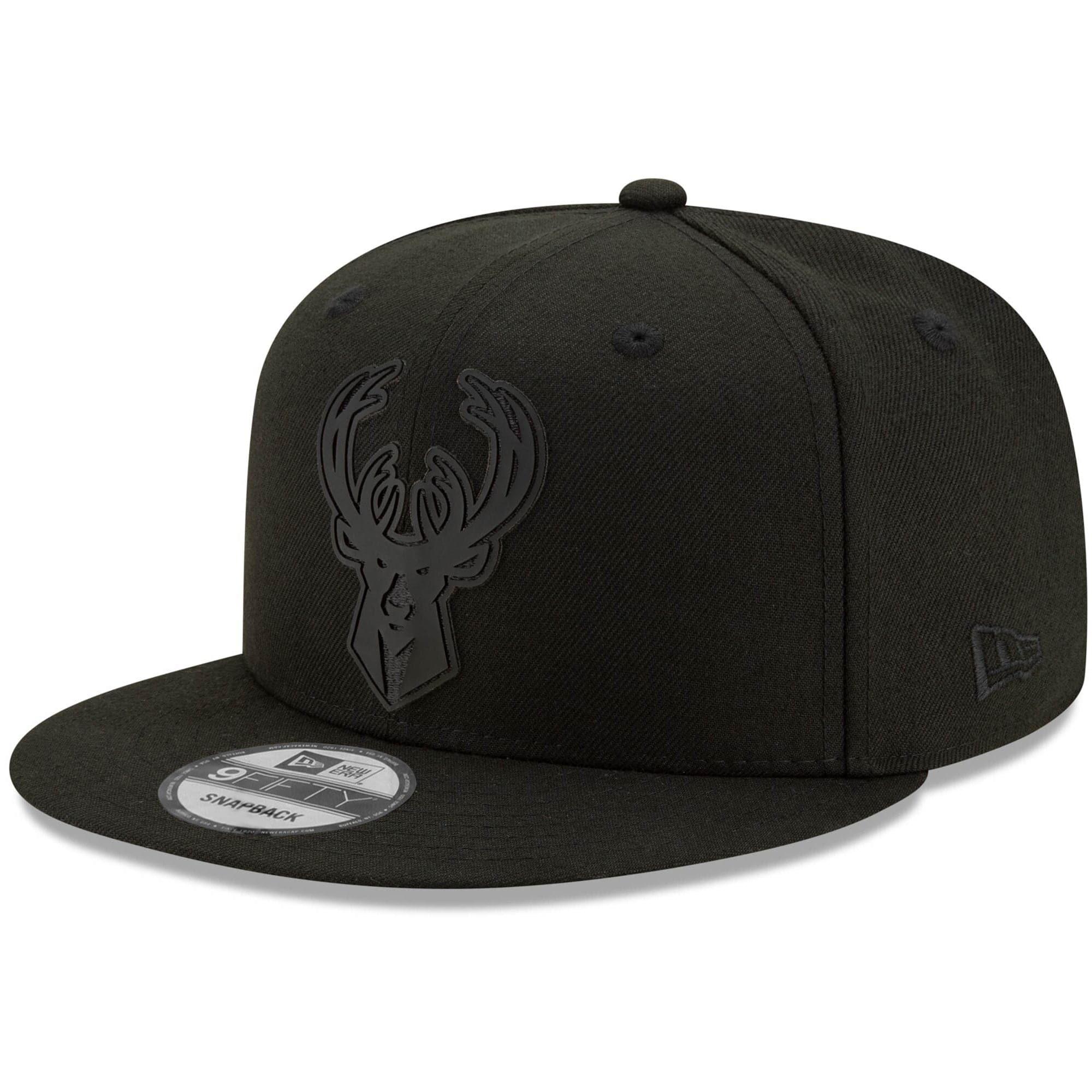 Milwaukee Bucks New Era NBA 2020 Black On Black Back Half 9FIFTY Snapback Hat