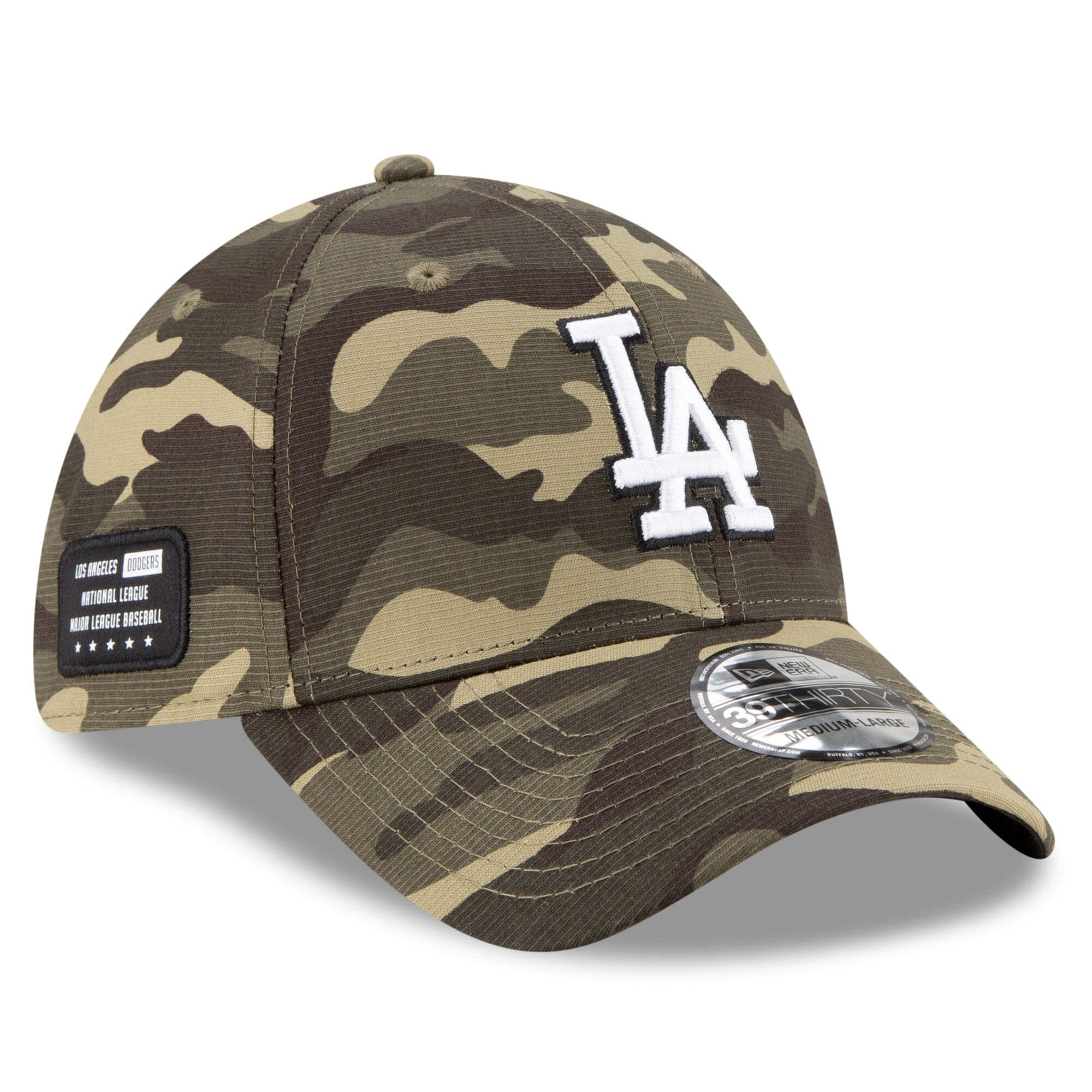 Los Angeles Dodgers New Era MLB 2021 Armed Forces 39THIRTY Flex Fit Curve Hat - Camo