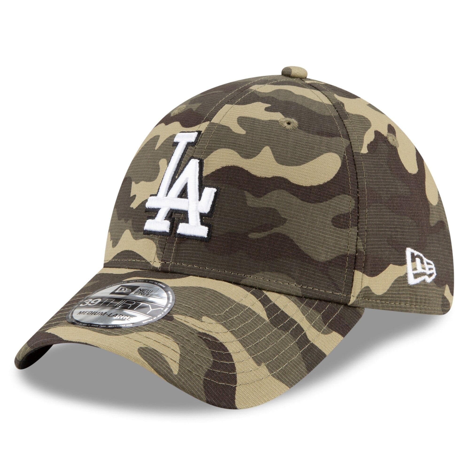 Los Angeles Dodgers New Era MLB 2021 Armed Forces 39THIRTY Flex Fit Curve Hat - Camo