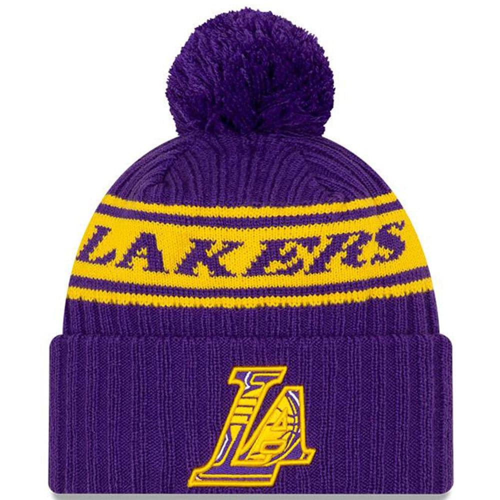 Los Angeles Lakers New Era NBA 2021 Draft Pom Knit Beanie - Purple
