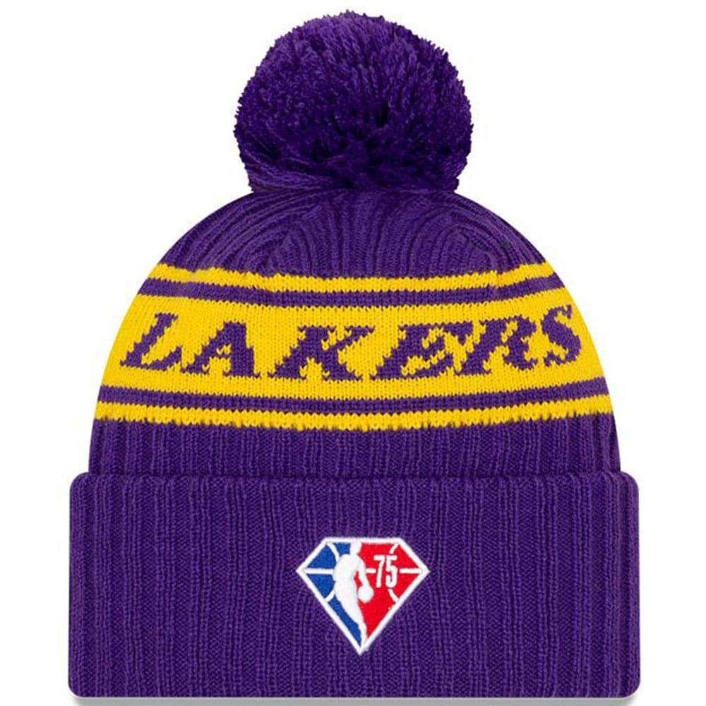Los Angeles Lakers New Era NBA 2021 Draft Pom Knit Beanie - Purple