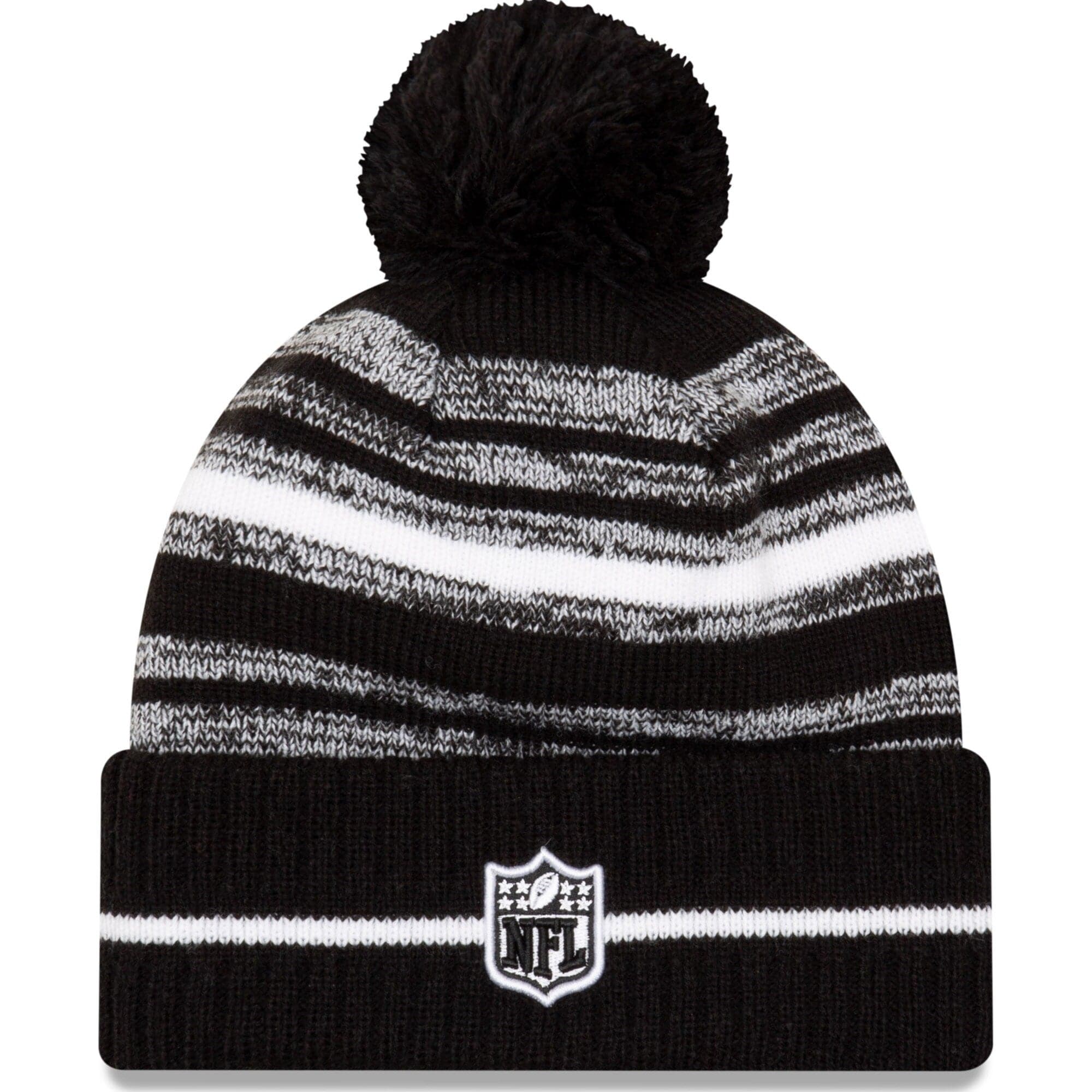 Los Angeles Rams New Era NFL 2021 Sideline Black & White Pom Knit Beanie - Black