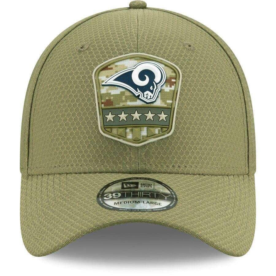 Los Angeles Rams New Era NFL 2019 Salute To Service 39THIRTY Stretch-Fit Curve Hat - Army