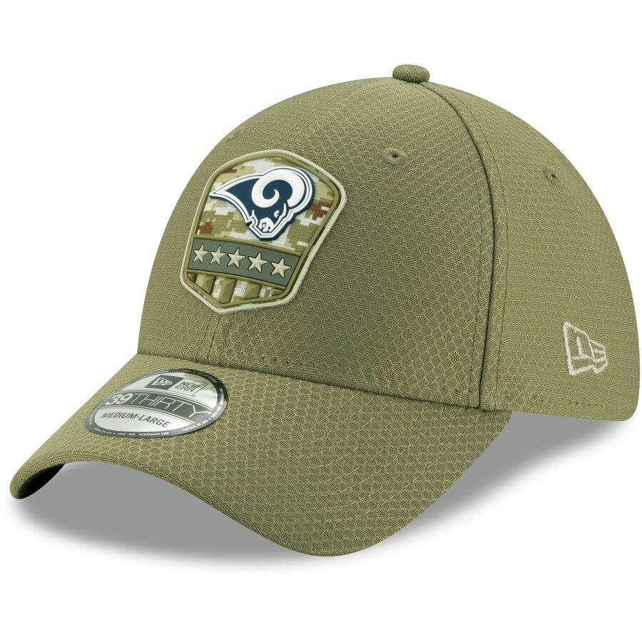 Los Angeles Rams New Era NFL 2019 Salute To Service 39THIRTY Stretch-Fit Curve Hat - Army