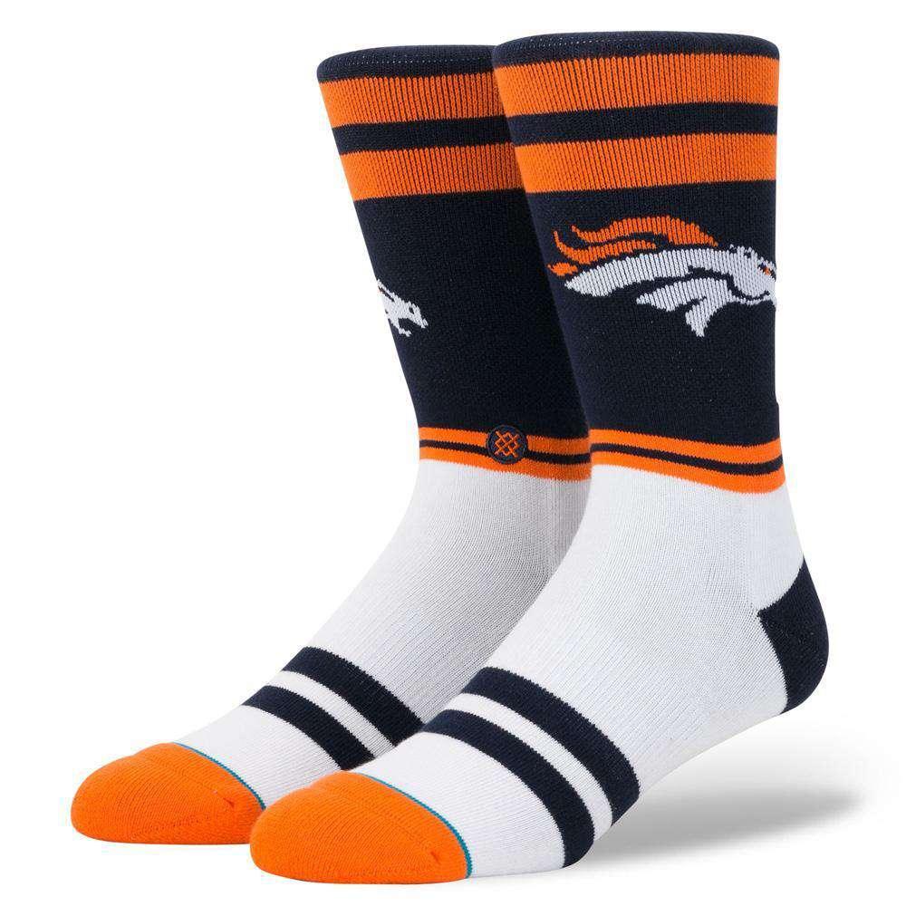 Denver Broncos Stance NFL Logo Stripe Crew Socks - Navy