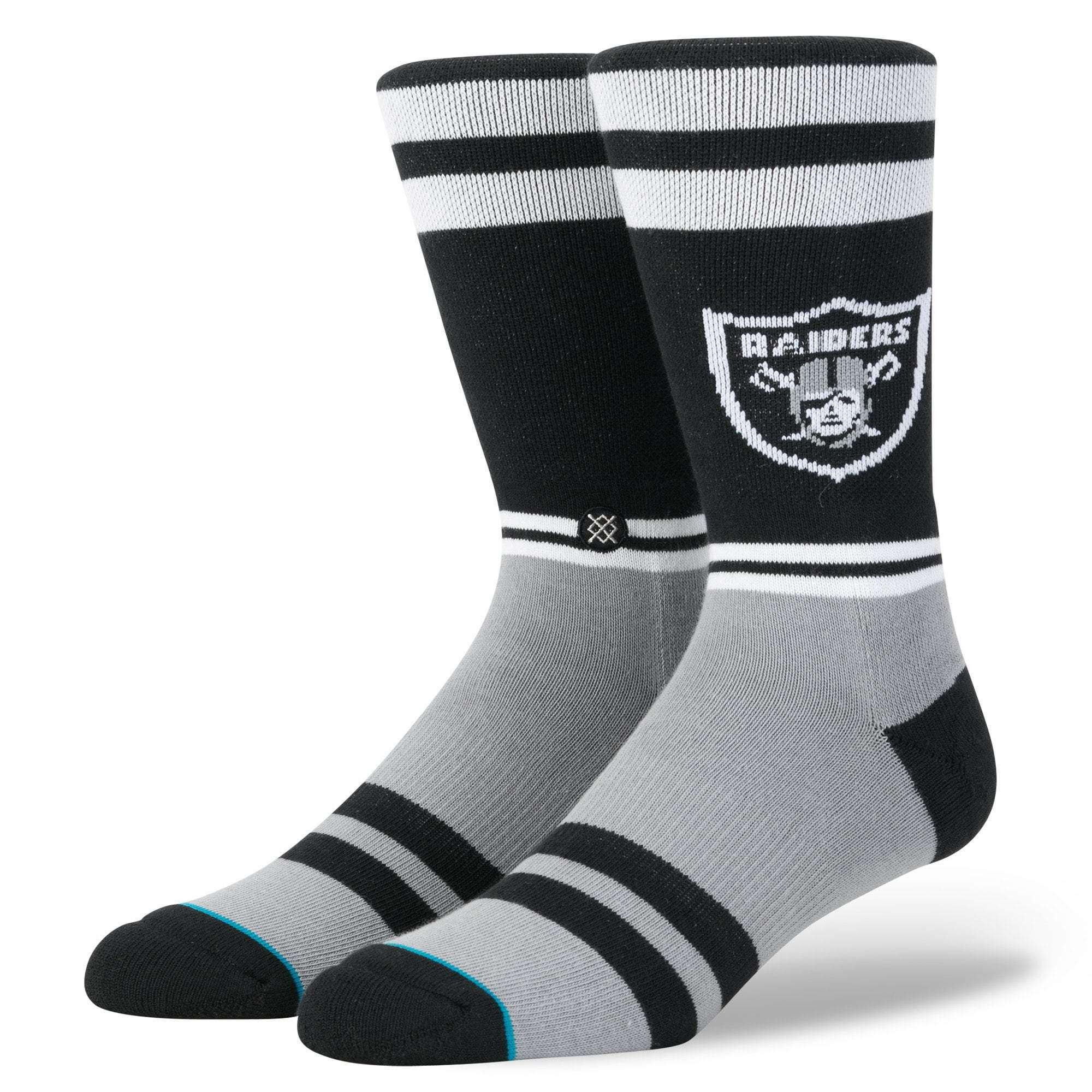 Oakland Raiders Stance NFL Logo Stripe Crew Socks - Black